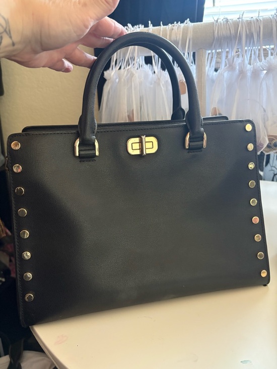 Michael Kors Handbags - 👜Michael Kors Black Leather Satchel with Gold Stud Accents